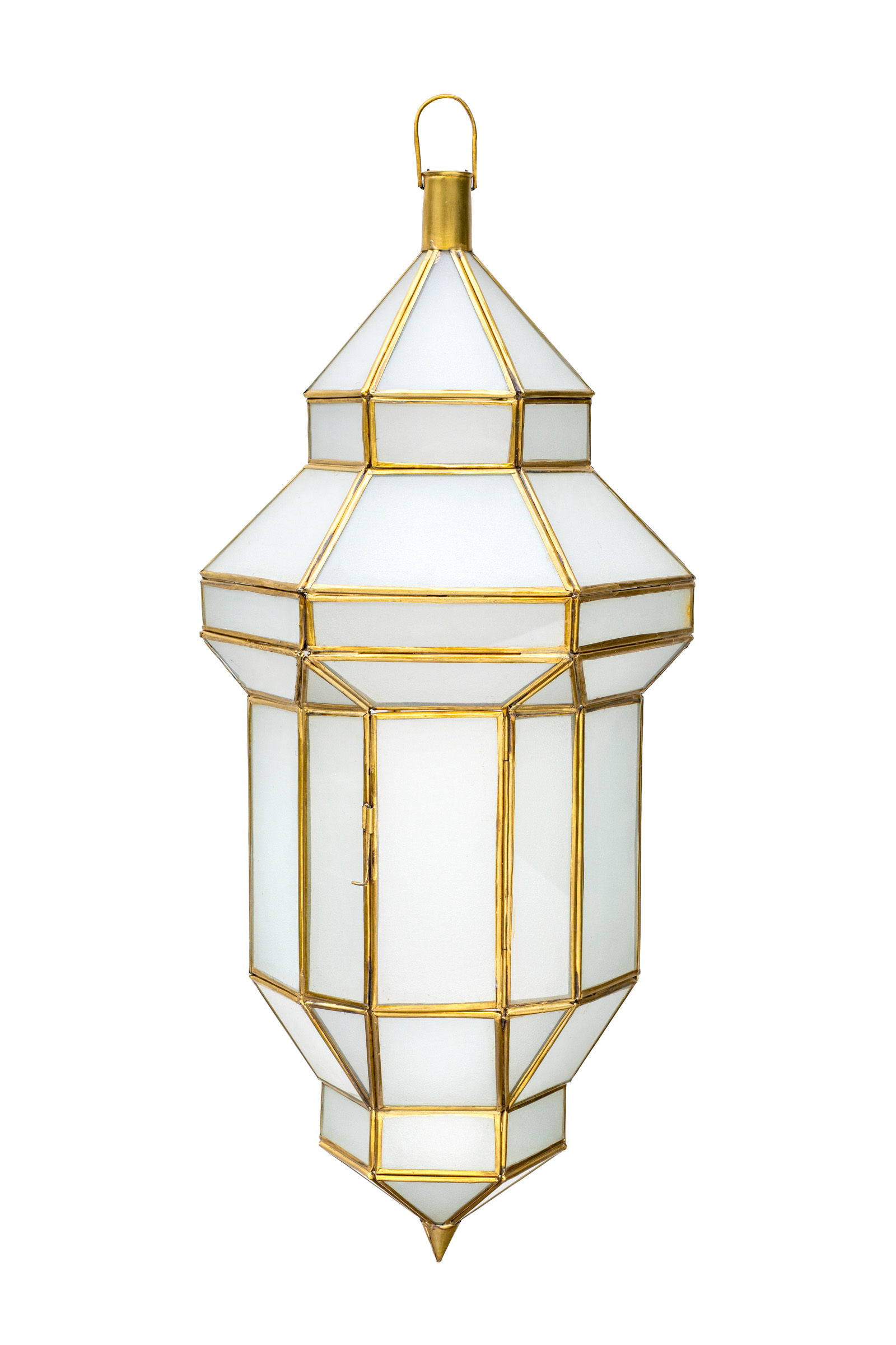 Moroccan Diamond pendant lamp in white glass - 63 cm