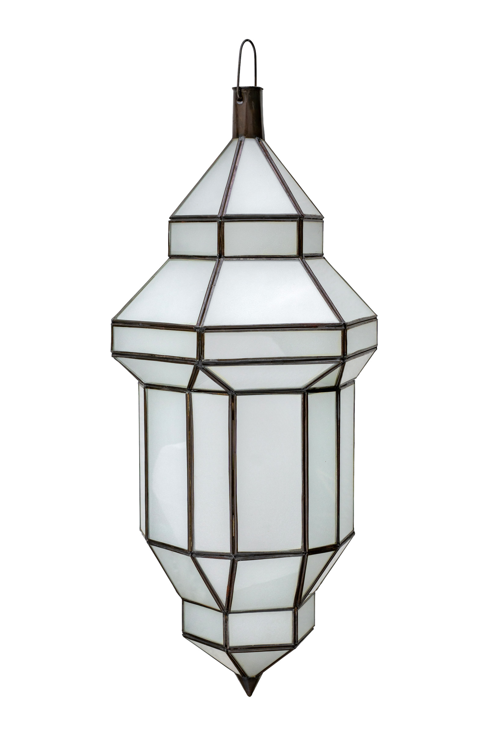 Moroccan Diamond pendant lamp in white glass - 63 cm.
