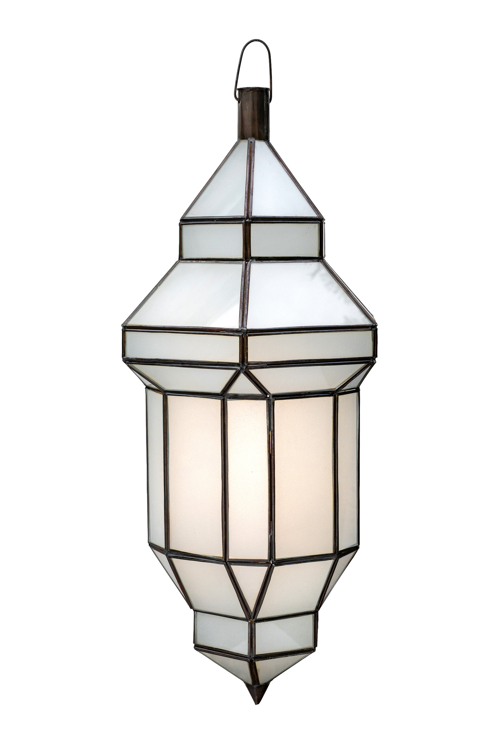 Moroccan Diamond pendant lamp in white glass - 63 cm.