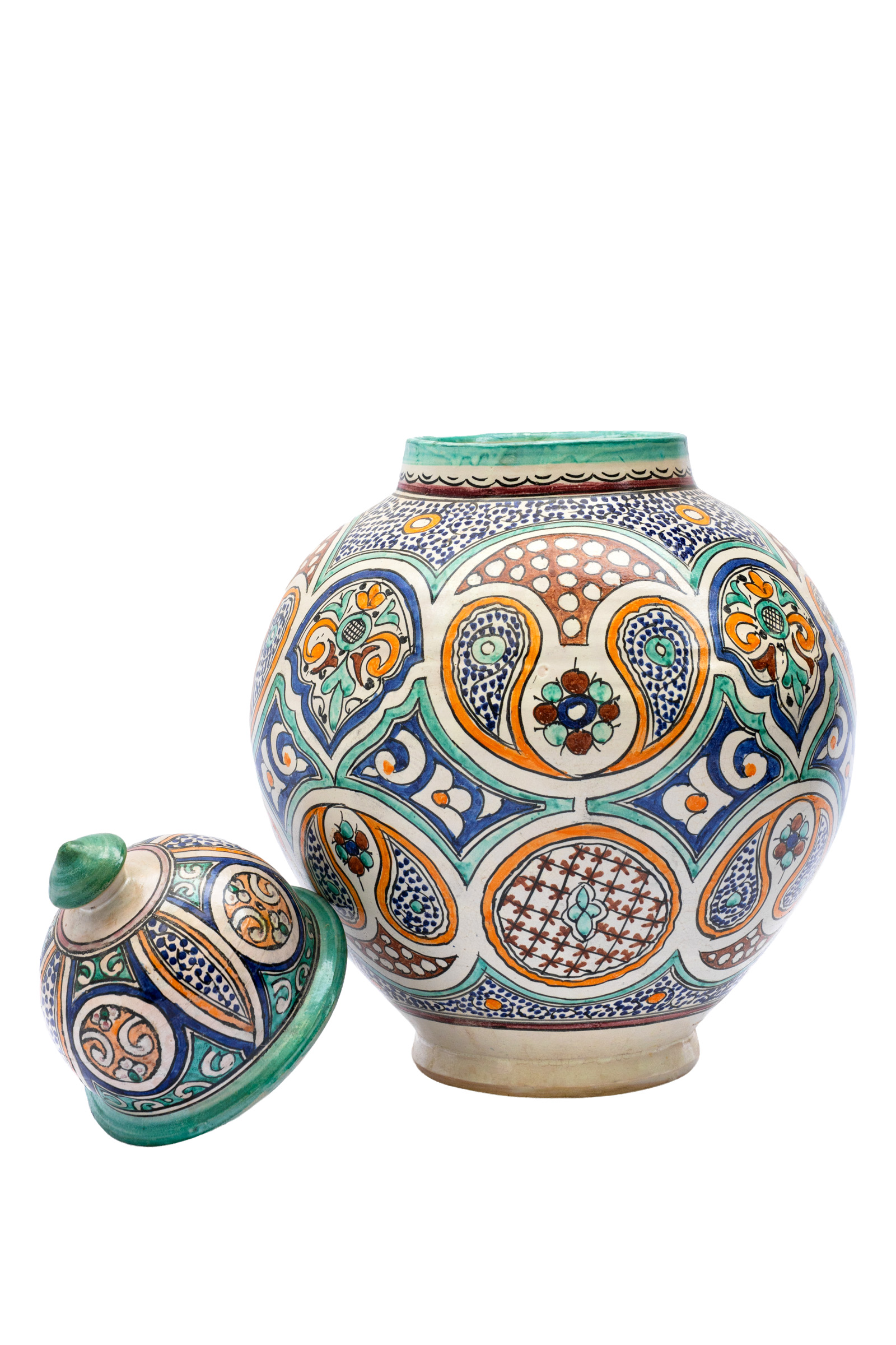 Recipiente Marroquí con tapa en cerámica - 38 Cm.