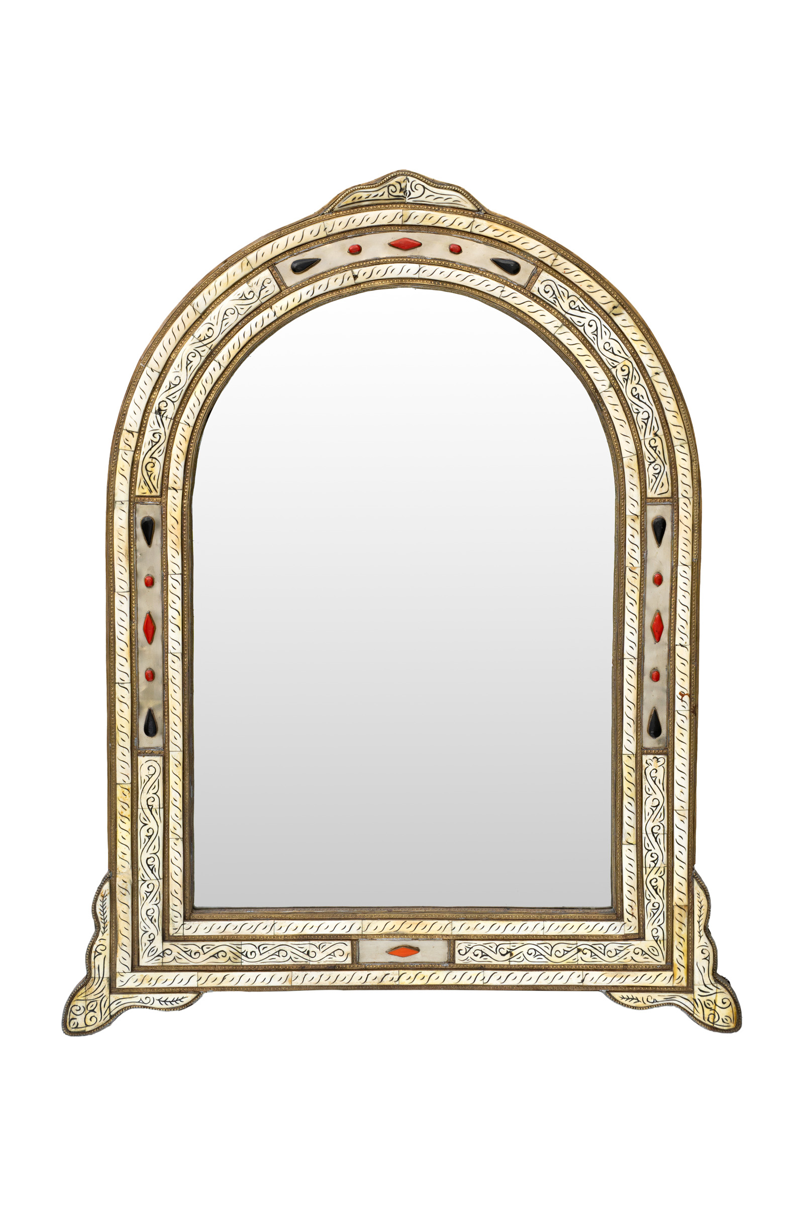 Espejo Marroquí en metal y hueso - Diseño arco.