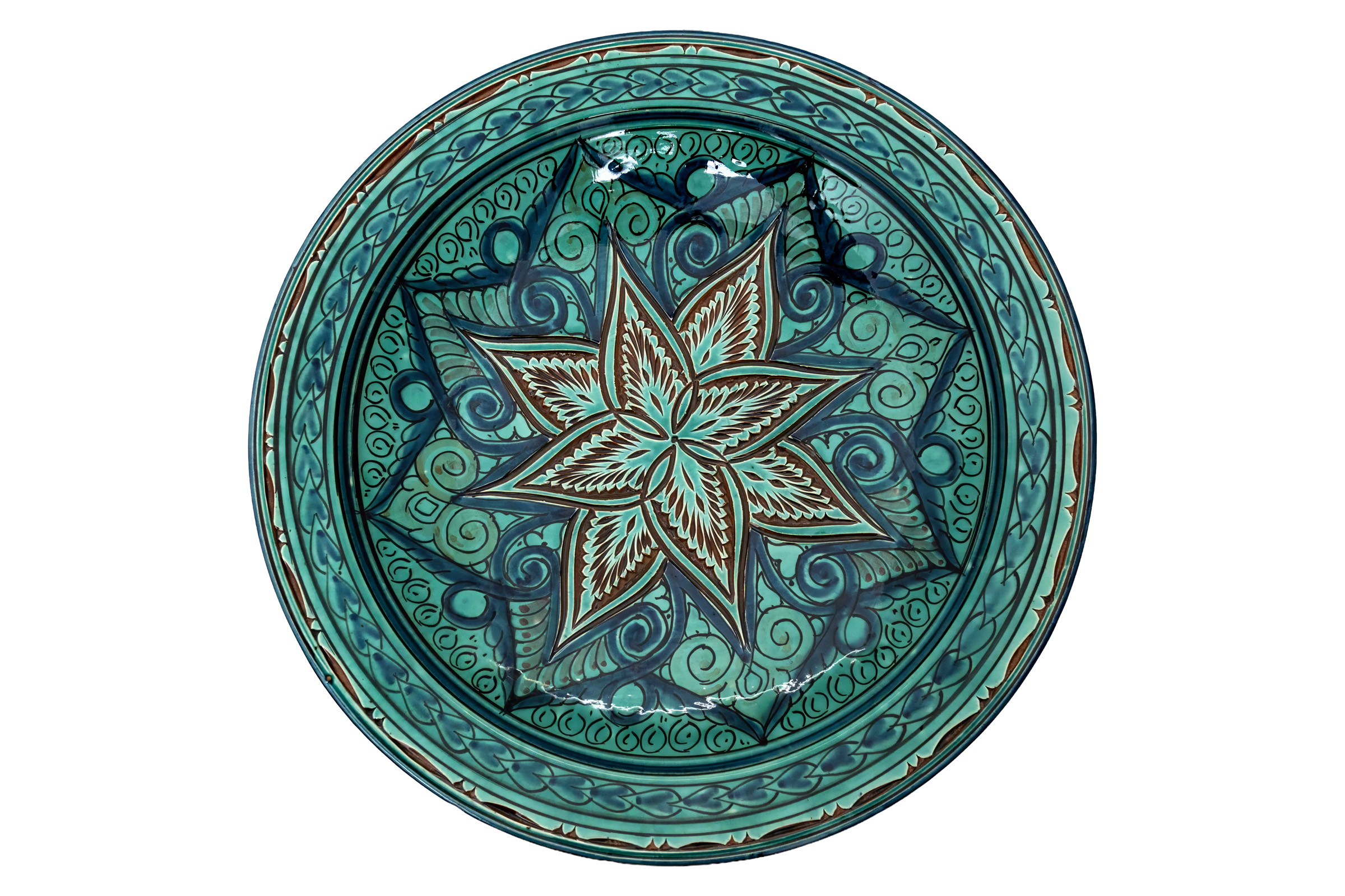 Embossed Moroccan plate, 50 cm - green.