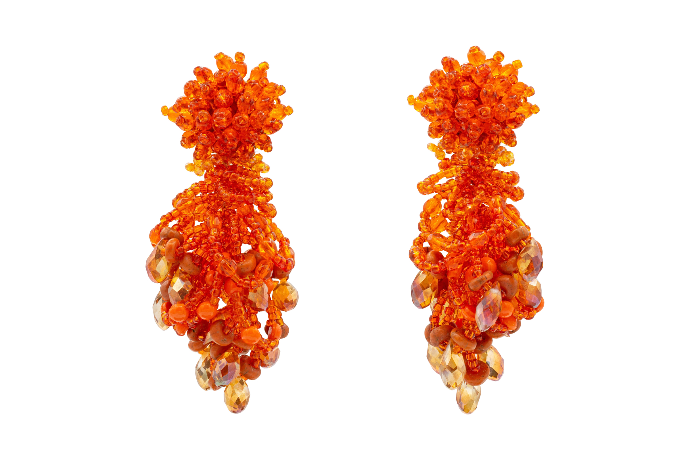 Aretes diseño capullo - Naranja.