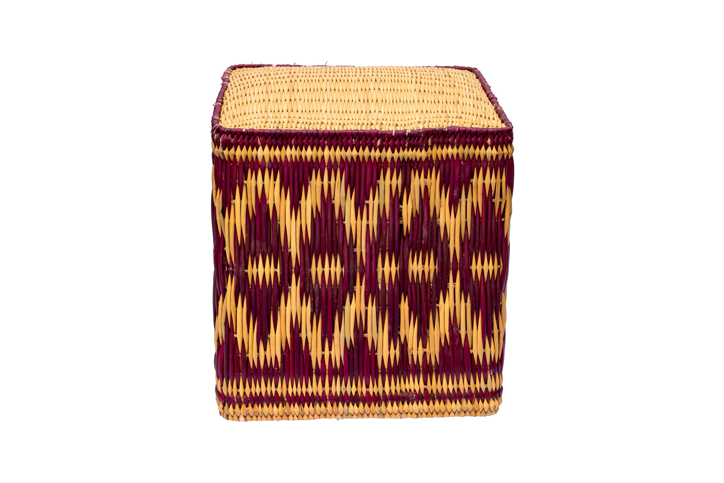 Raffia pouf - Wine.