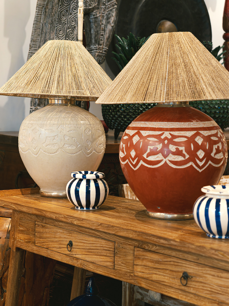 Moroccan lamp in embossed ceramic - Brick.