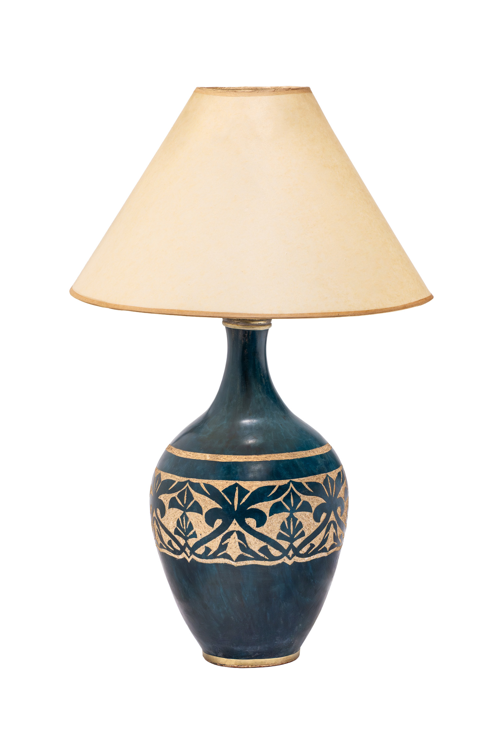 Moroccan lamp in embossed ceramic - Blue.