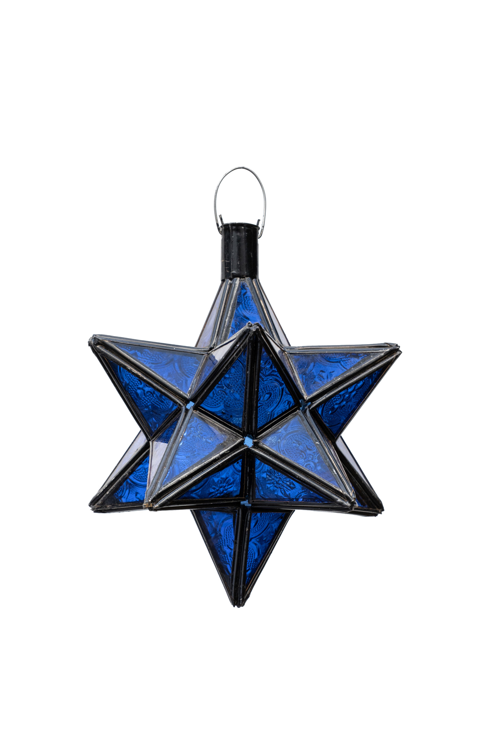 Lámpara colgante Marroquí en forma de estrella azul - 18 Cm.