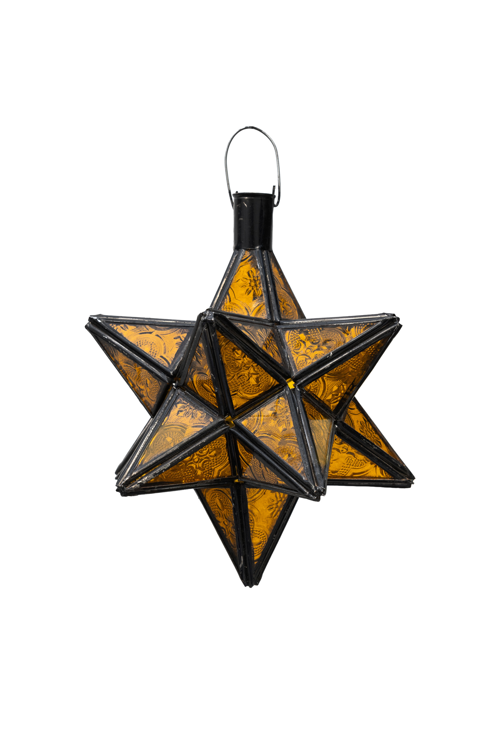 Lámpara colgante Marroquí en forma de estrella mostaza- 18 Cm.