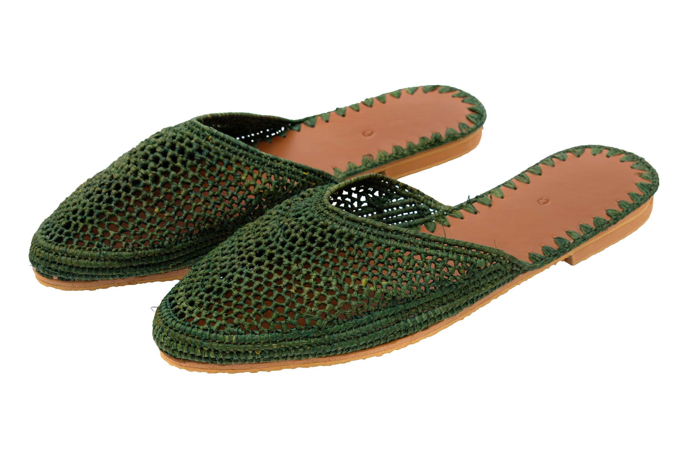 Sandalias marroquí en fibra natural-verde