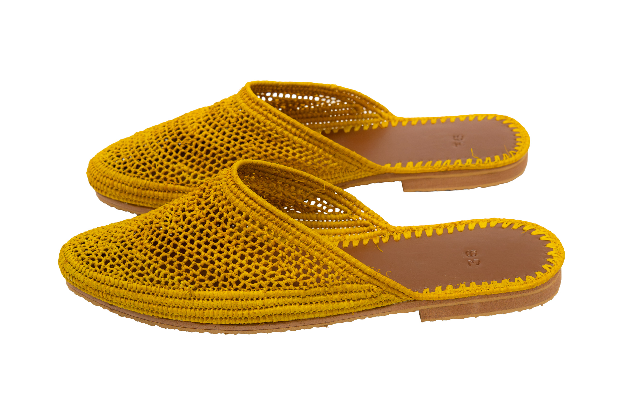 Sandalias marroquí en fibra natural-amarillo