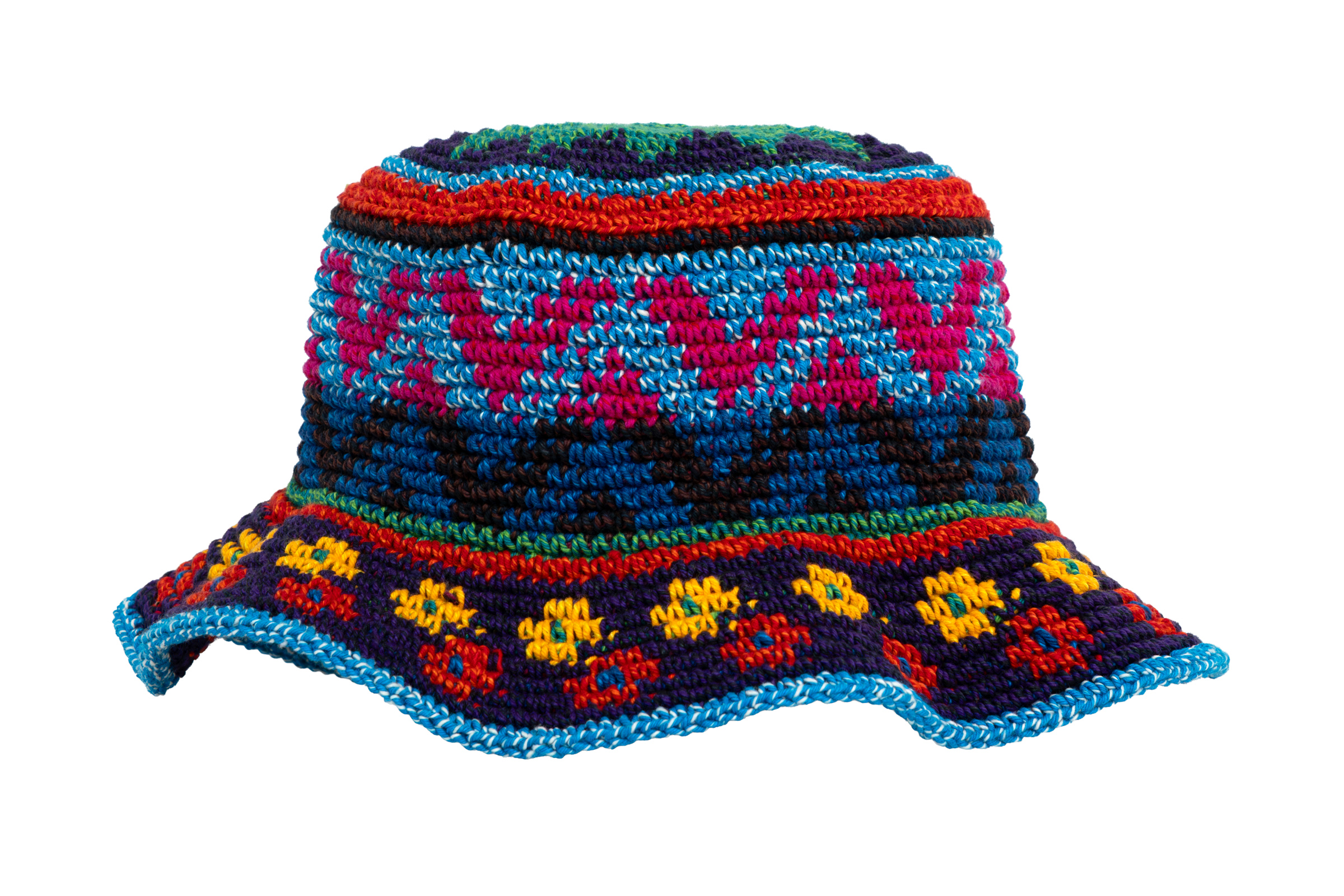Sombrero tejido en hilo de algodón - Florecitas