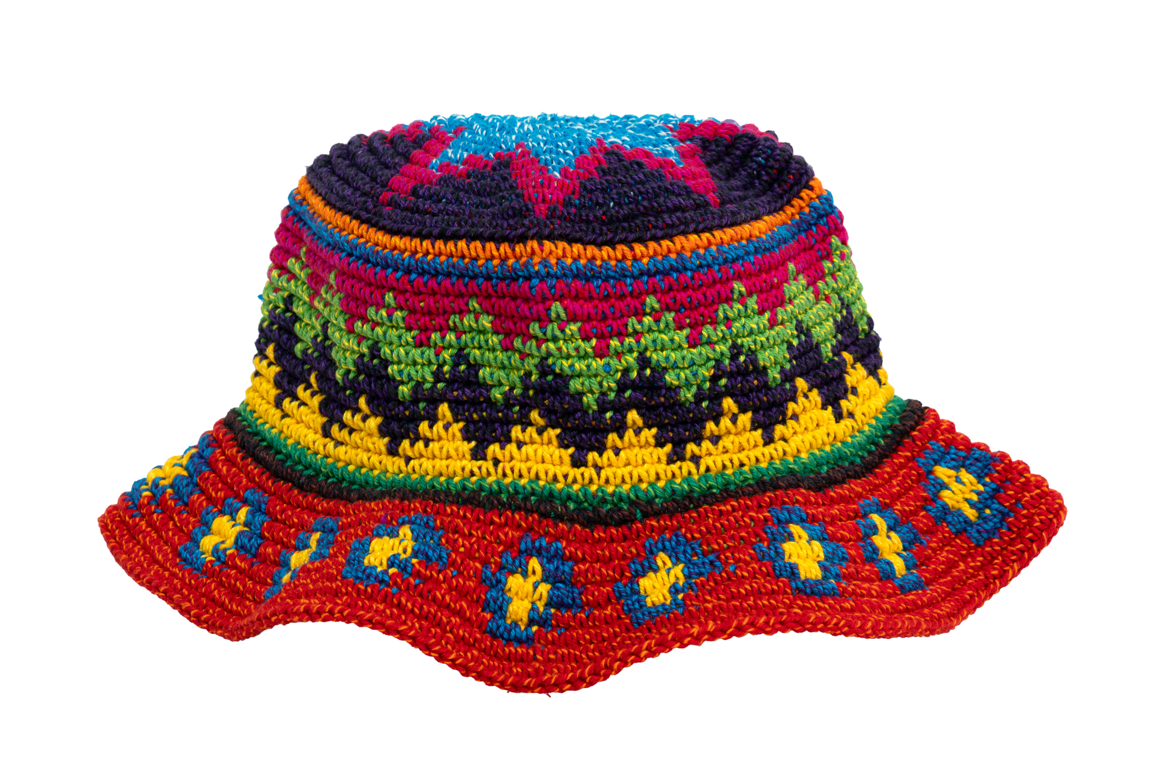 Sombrero tejido en hilo de algodón-Arcoiris