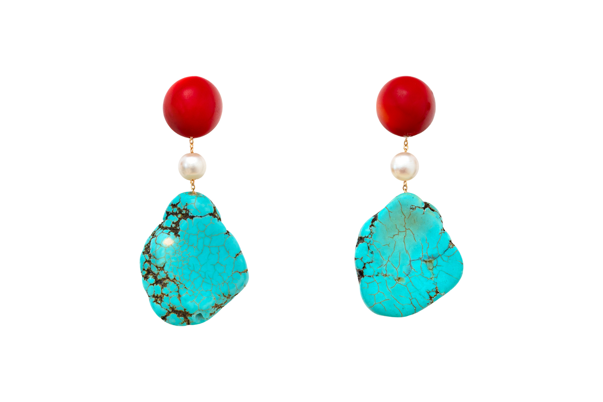 Aretes turquesa y coral
