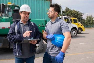 Person communicating with the truck driver