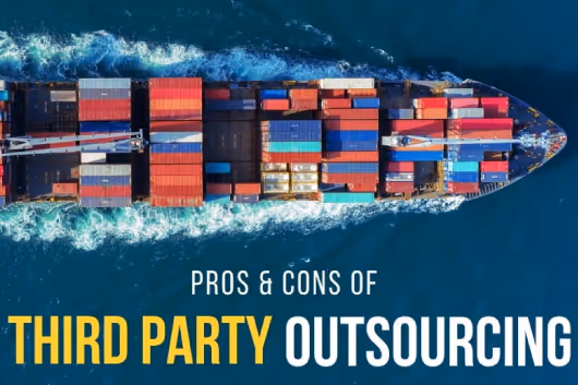 Photo of the top view of a cargo ship with a lot of containers - Pros & Cons of Third Party Outsourcing