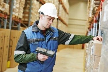 Worker using a scanner