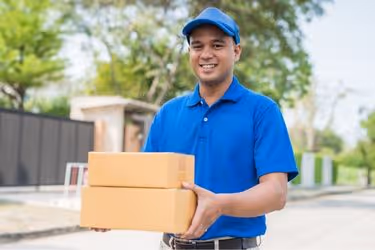 Delivery man with boxes