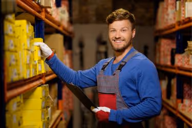 Man organizing a small inventory