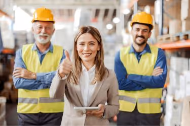 Warehouse workers who are happy