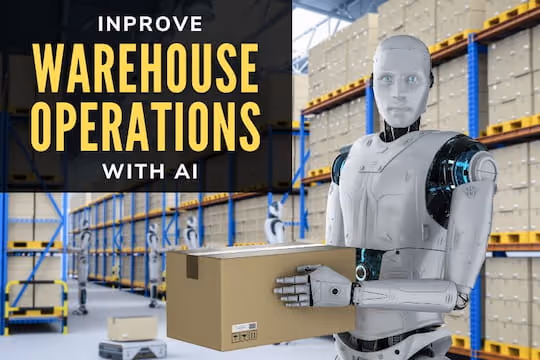 Improve Warehouse Operations With AI - Robots in a warehouse concept