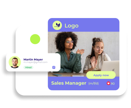 Social media job ad for a Sales Manager with a hired candidate