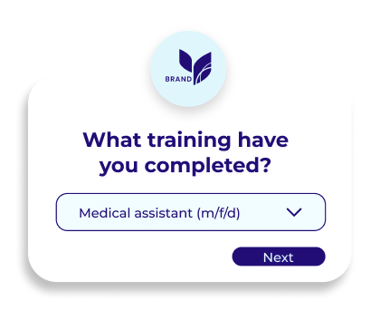 Mobile application funnel asking about completed training