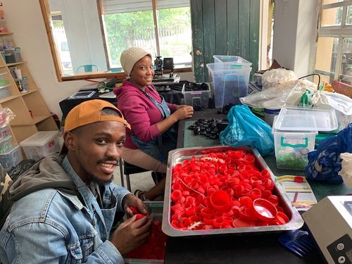 Plastic sorting at The Makerspace, Durban, South Africa