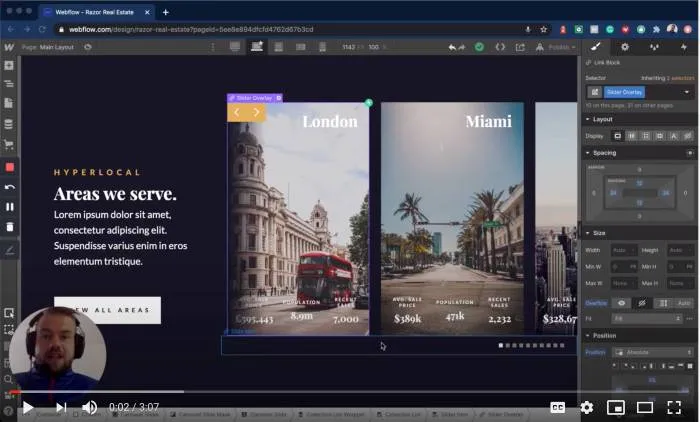 Editing the Areas Carousel