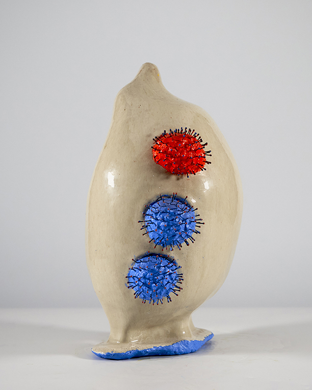 Ceramics Object #028 - Container sculpture with encaustic pigments by Jean Louis Frenk, Cat#028
