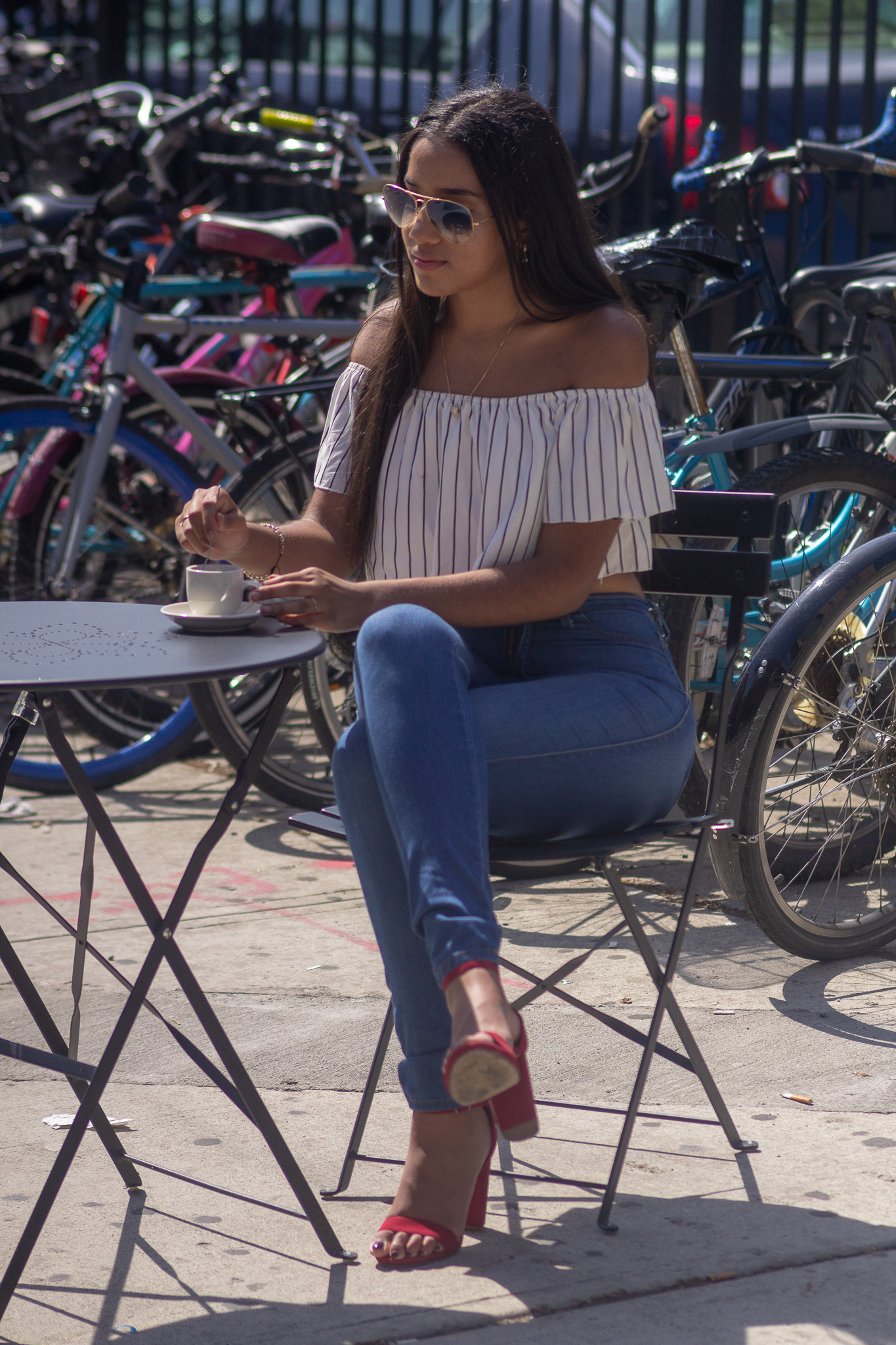 model posing for urban photoshoot 