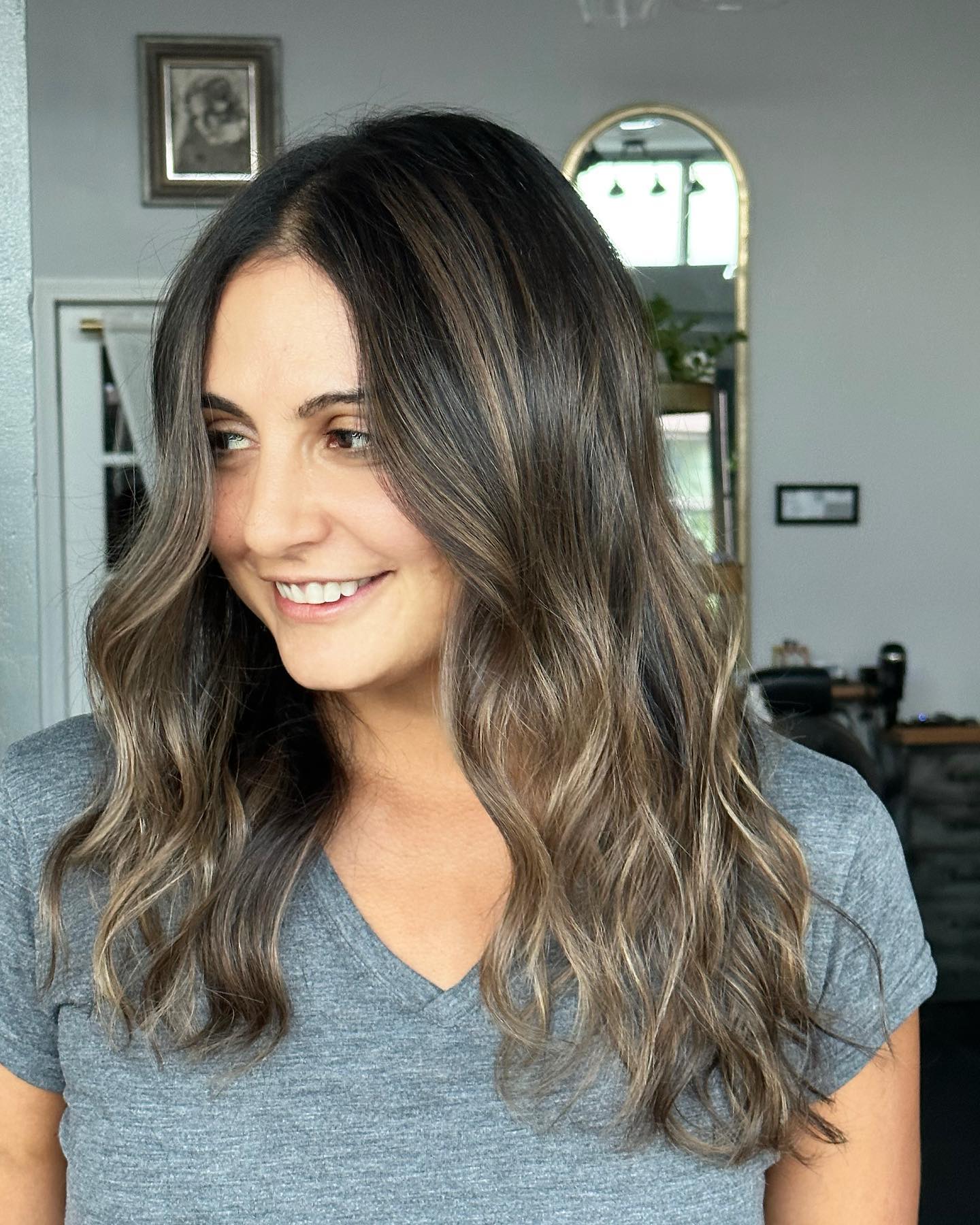 golden tones on dark hair