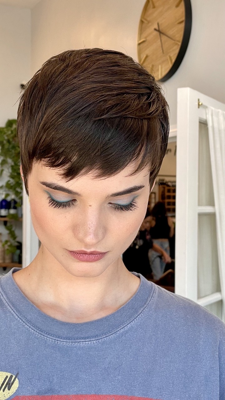 Pixie cut. Isn't she gorgeous.