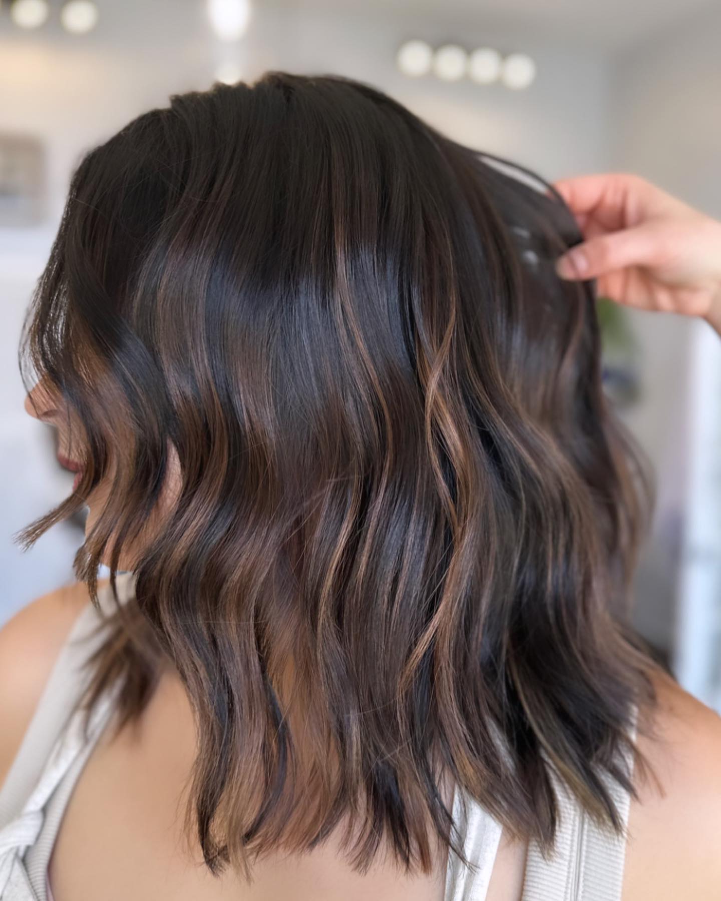 rich warm tones on dark hair