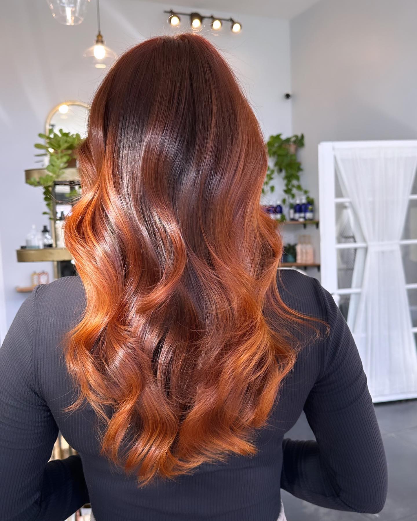 vibrant copper balayage