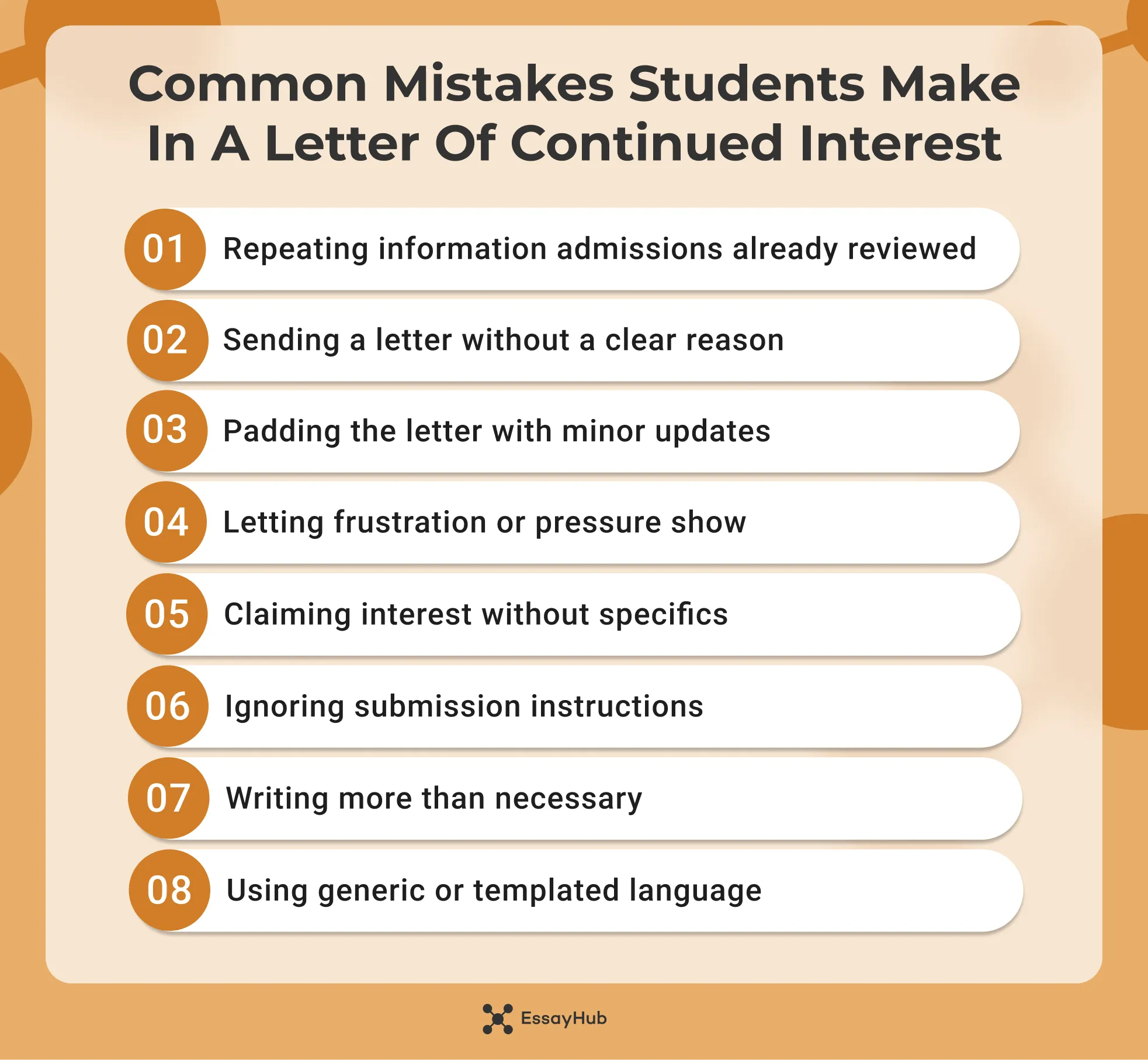 Common Mistakes Students Make in a Letter of Continued Interest