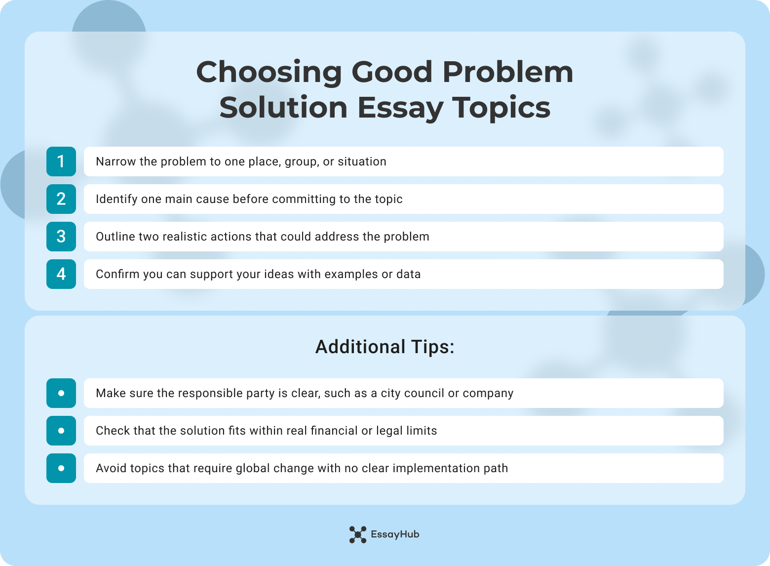 Choosing Good Problem Solution Essay Topics