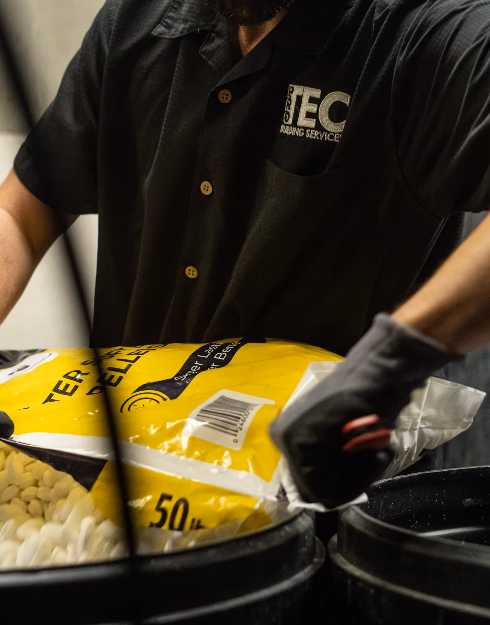 worker handling cement