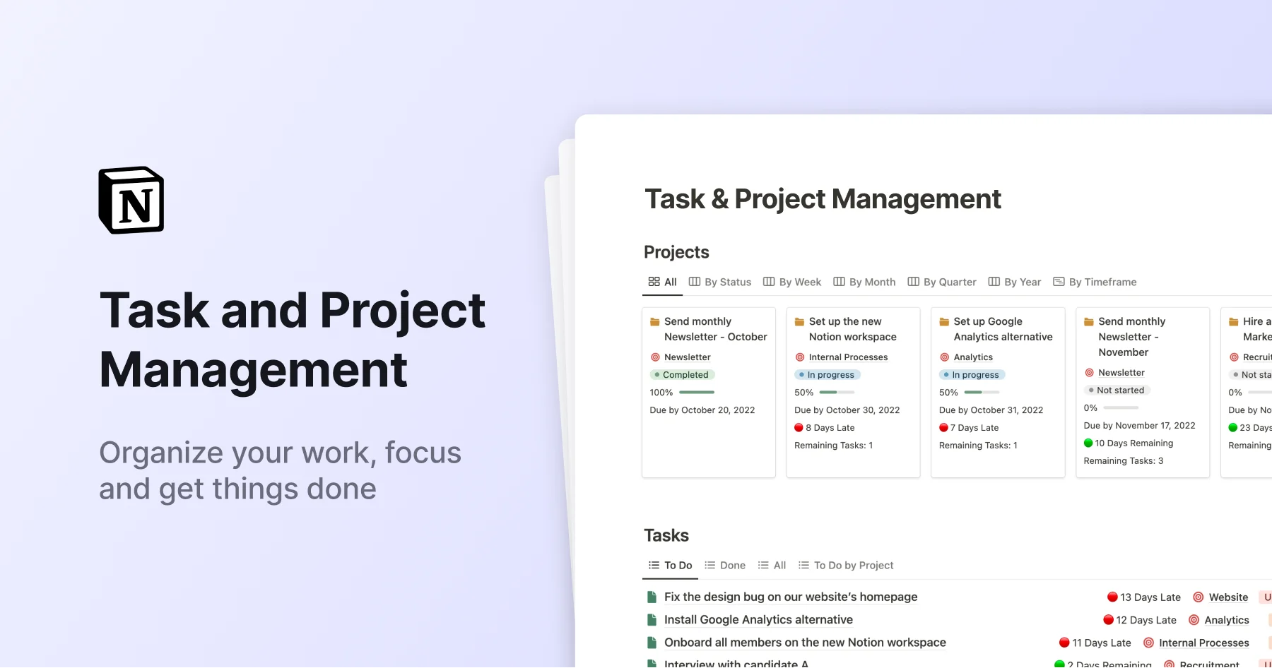 Task and Project Management System for productivity