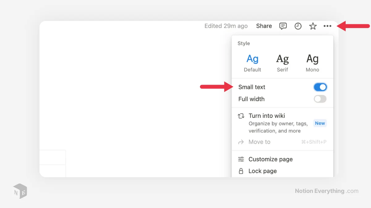Choose text size in Notion