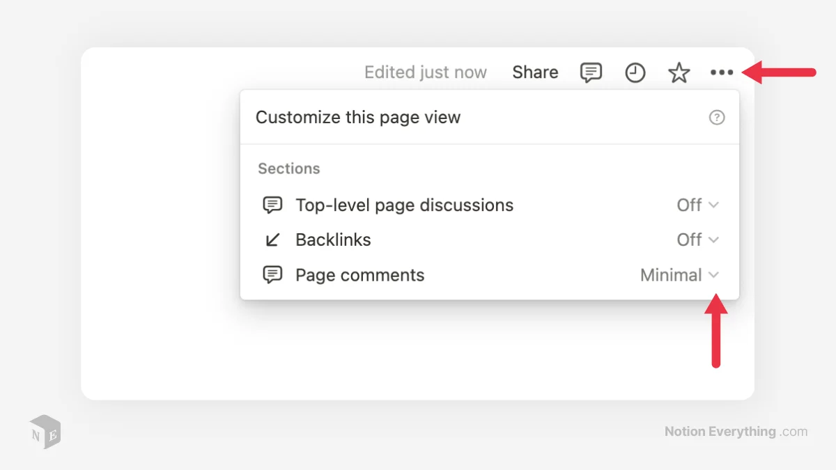 Turn off backlinks and page-level comments in Notion