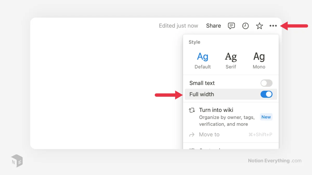 Page width in Notion