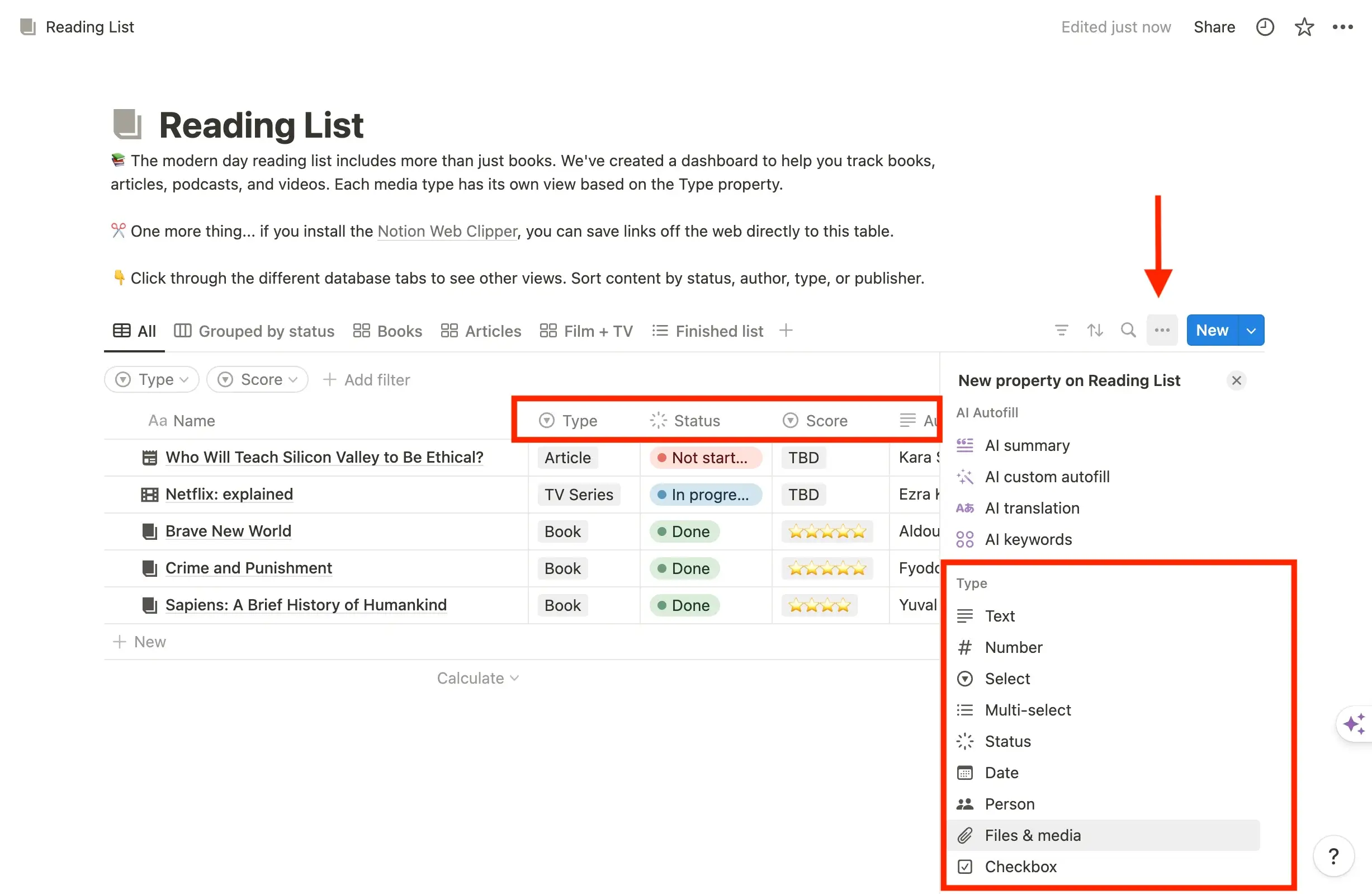 Database Properties in Notion