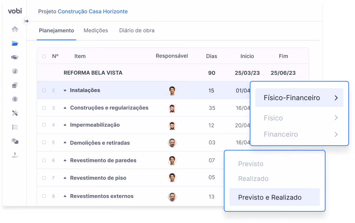 cronograma de obra vobi 