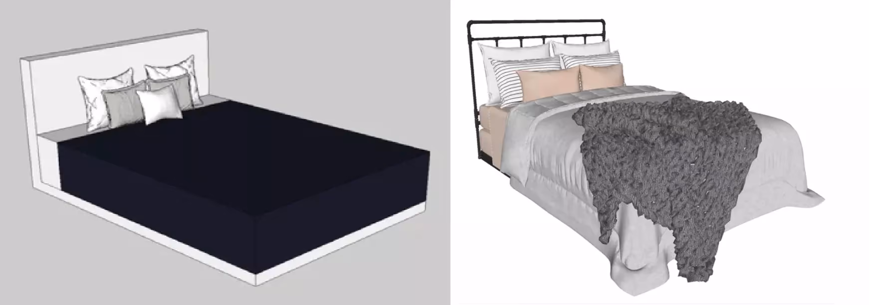 cama casal blocos para sketchup