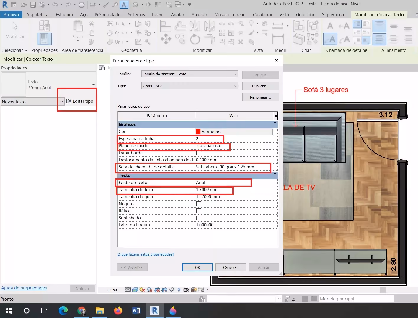 planta humanizada no Revit