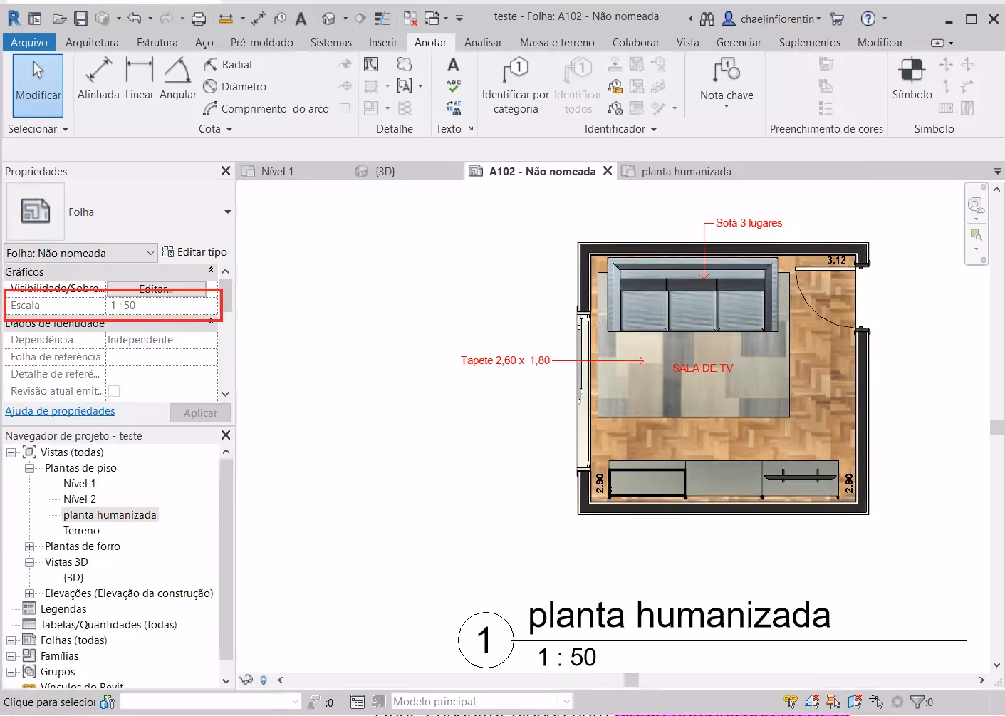 planta humanizada no Revit
