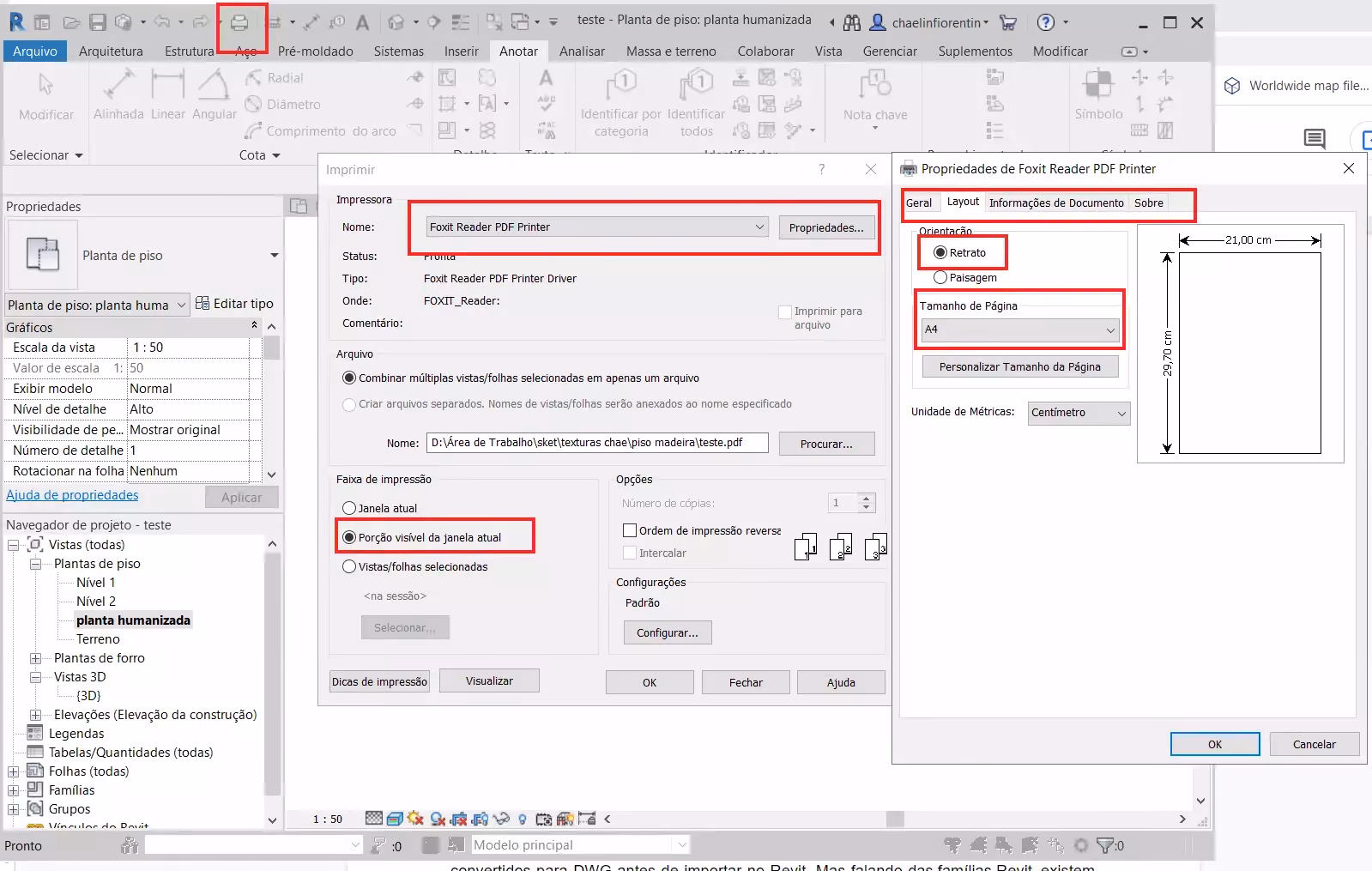 planta humanizada no Revit