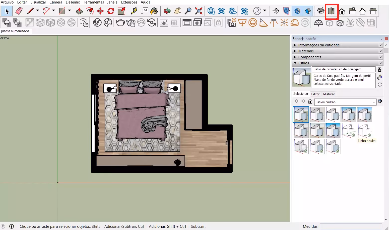 planta humanizada no SketchUp 