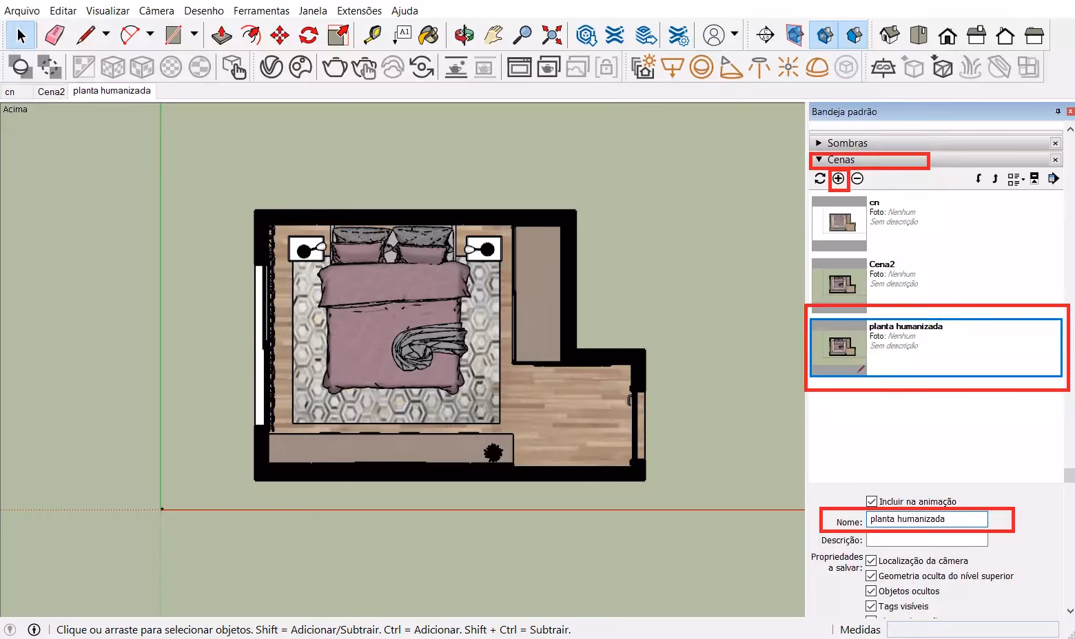 planta humanizada no SketchUp 