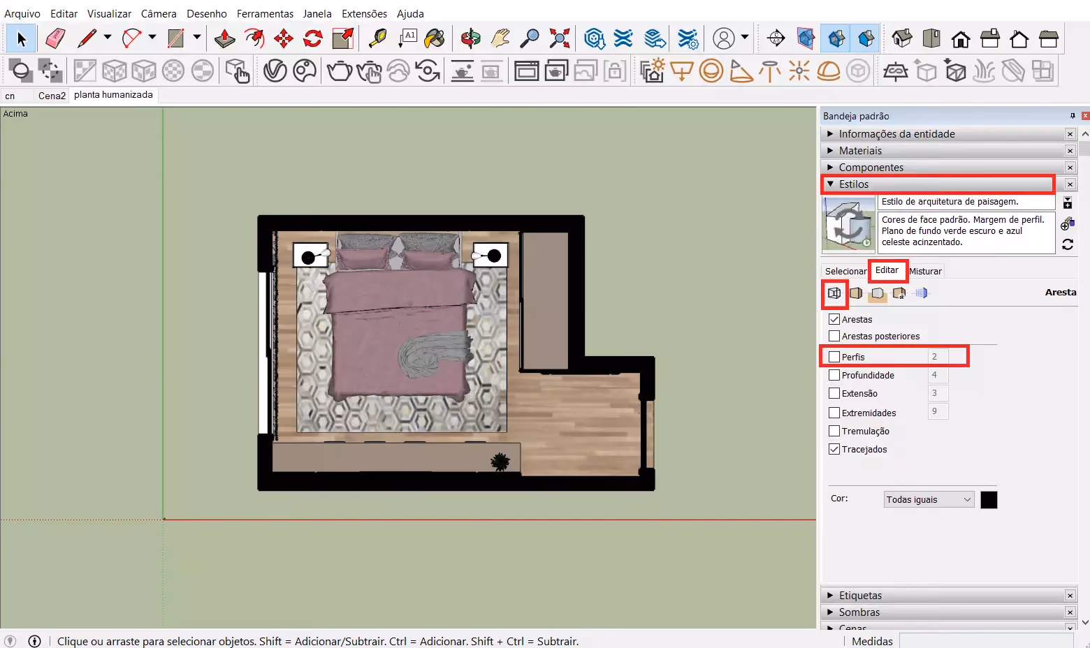 planta humanizada no SketchUp 